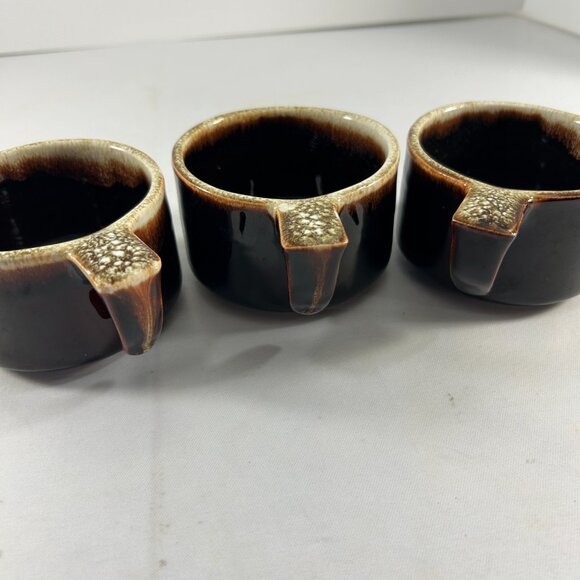 Vintage Pfaltzgraff Gourmet Brown Drip 3 Coffee Mugs Open Handle 2 1/4" Tall - Picture 4 of 5